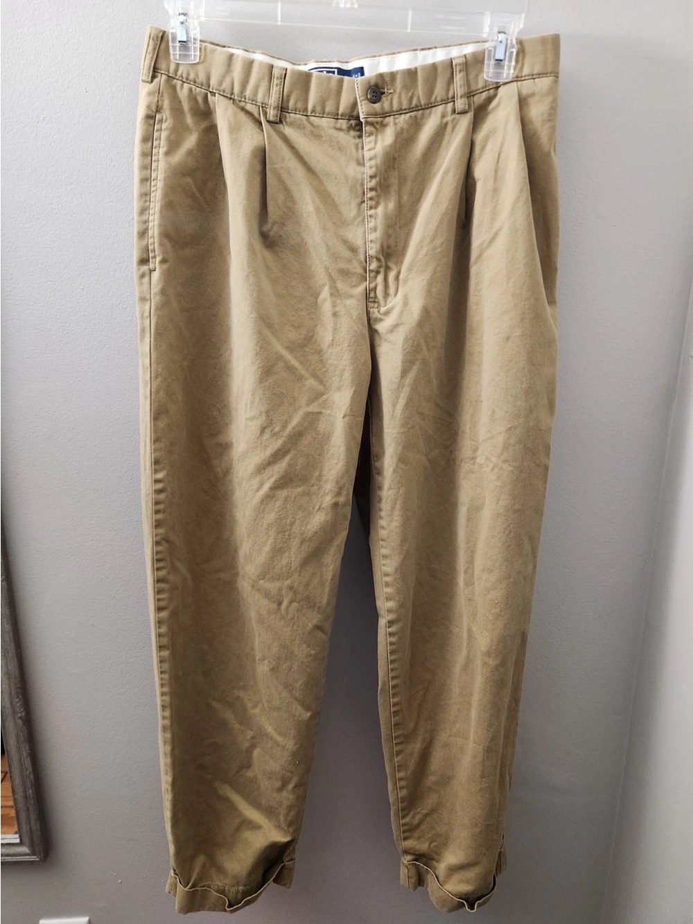 Polo Ralph Lauren Hammond Pant Mens 34x30 Tan Khaki Double Pleated Cuffed Chinos